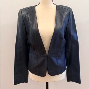 Tory Burch Navy Leather Blazer Jacket